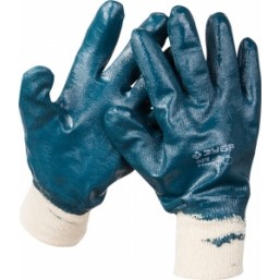 Перчатки ЗУБР "МАСТЕР" рабочие с манжетой, с полным нитриловым покрытием, размер XL (10)