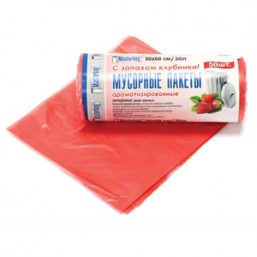 Пакет мусорный ПНД 50см х 60см в рулоне 30л с ароматом Яблока Masterbag/50штх40упак 3722