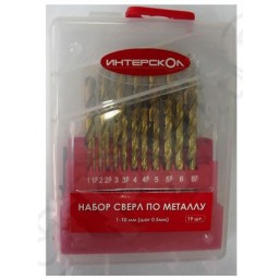 Набор сверл по металлу (1-10)*0,5мм (19 шт.) Интерскол 2039300500000