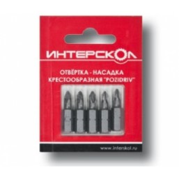 Отвертка-насадка крестообразная "Pozidriv" PZ1, PZ2, PZ3 25мм (6шт) Интерскол 2040402501230